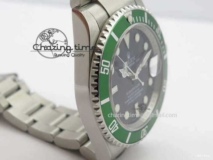 MiroTime 0523 SoftTouch Submariner 16610LV SS Green Metal Bezel JF 1:1 Best Edition Black Dial On SS Bracelet SH 3755
